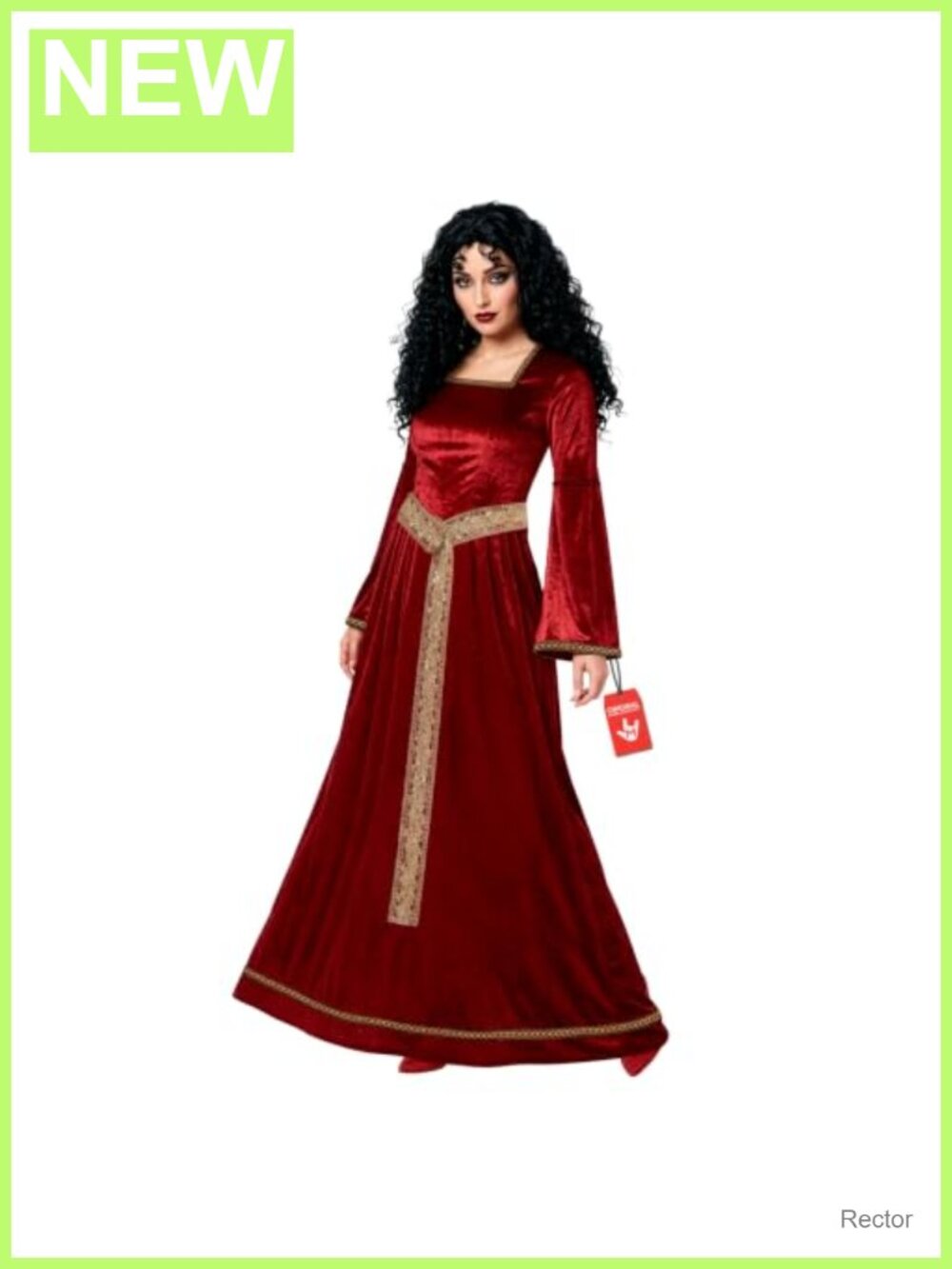 Medieval Velvet Dress Costume with Belt and Wig